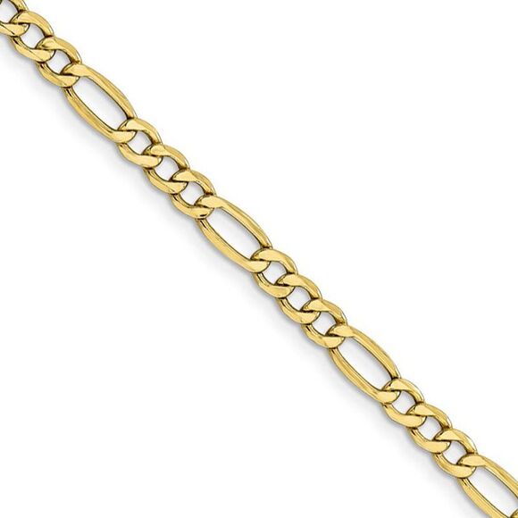 4.5mm, 10k Yellow Gold Hollow Figaro Chain Necklace, 22 Inch - Picture 1 of 8